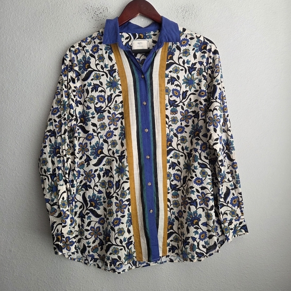 Sezane x Momoni Maxy Shirt in Arabesque Blue size 36 - Picture 6 of 11